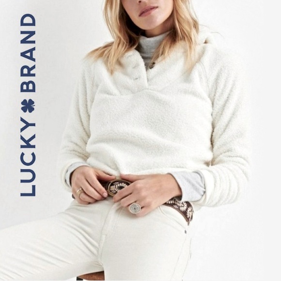 Lucky Brand Tops - LUCKY BRAND Sherpa Hooded Pullover Fleece